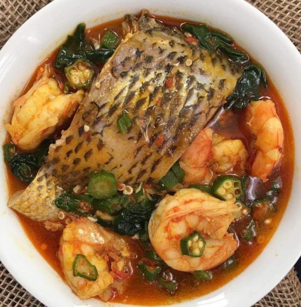 Soupe Gombo aux poissons gambas